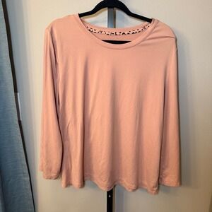 AnyBody Dusty Rose Crew Neck Long Sleeve Lounge Shirt Medium